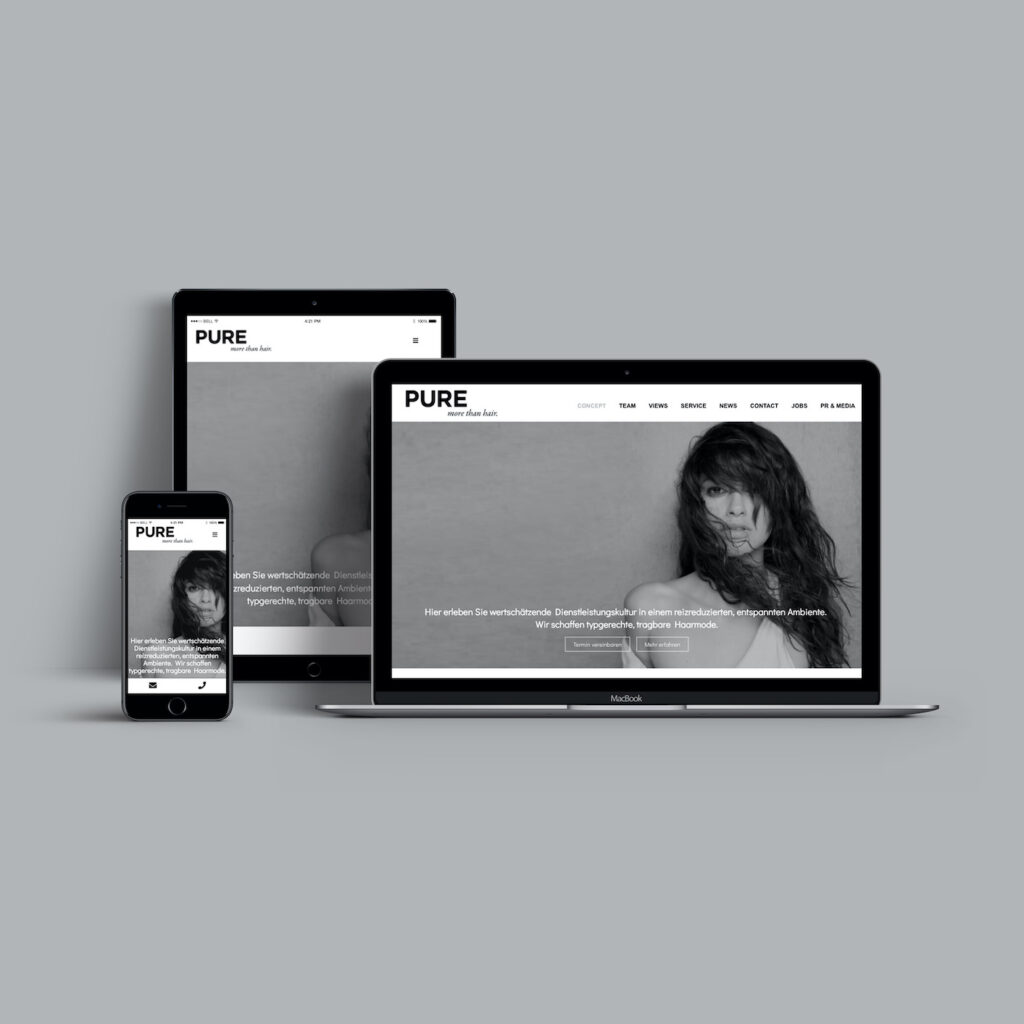 Website Relaunch Agentur, Website für Pure Friesur Salon